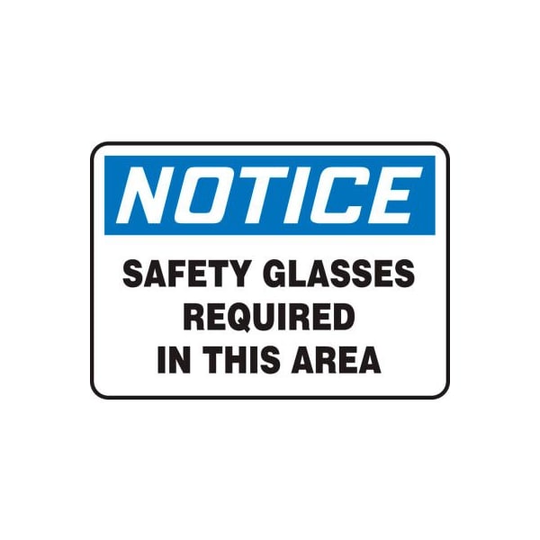Accuform Accuform Notice Sign, Safety Glasses Required In This Area, 14inW x 10inH, Adhesive Vinyl MPPA801VS - main